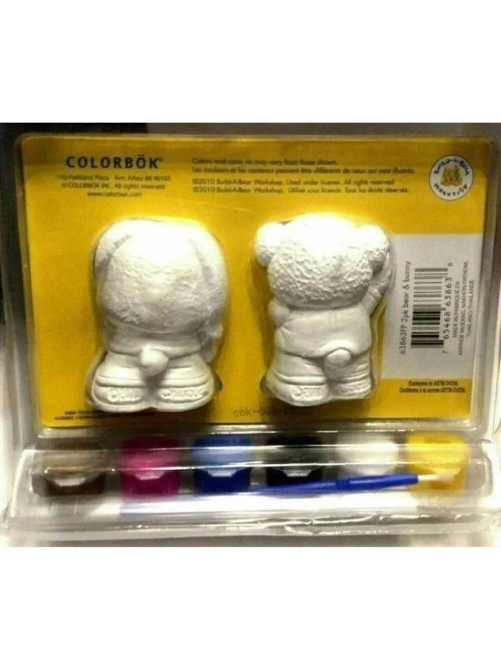 Painting Kit Build-A-Bear Craftshop 2pk Bear & Bunny Rabbit Paints Brush Summer